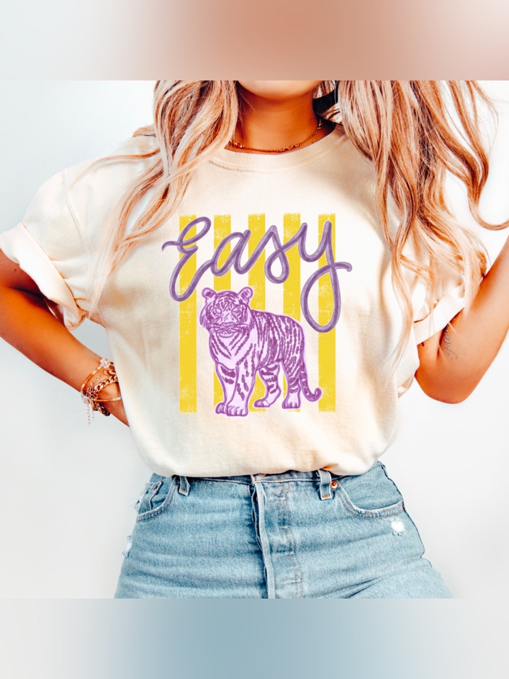 Easy Tiger Purple & Yellow Graphic Tee Game Day Sports